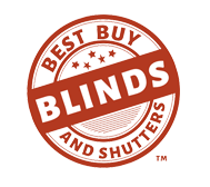 The image features a red and white sticker with the word  Blinds  prominently displayed in bold, capitalized letters.